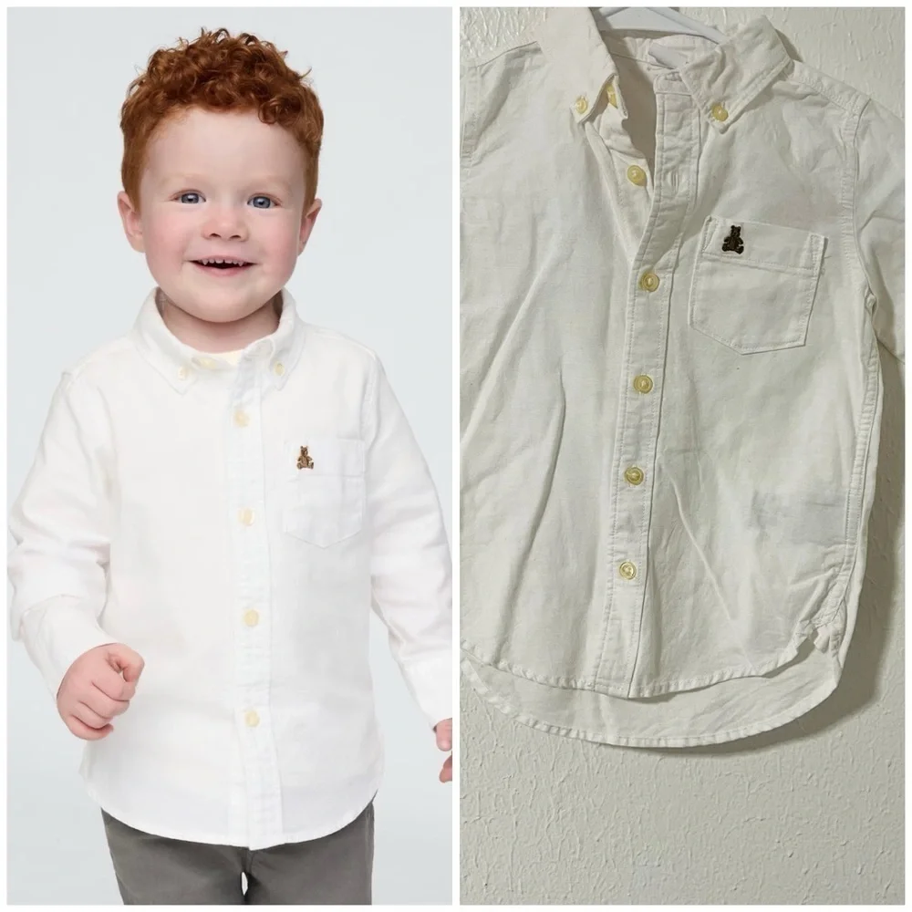 GAP Baby Boys Size 4 Years White Button Down Oxford Shirt Classic Style EUC